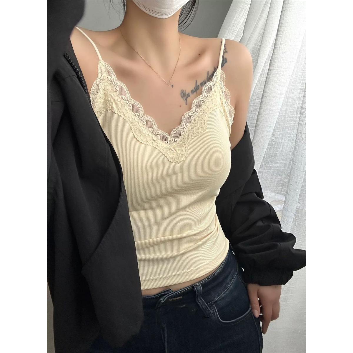 

Новая хлопковая кружевная майка с кружевной спинкой, французская нить, фиксированные чашки, присборенные женские топы с V-образным вырезом one size жёлтый