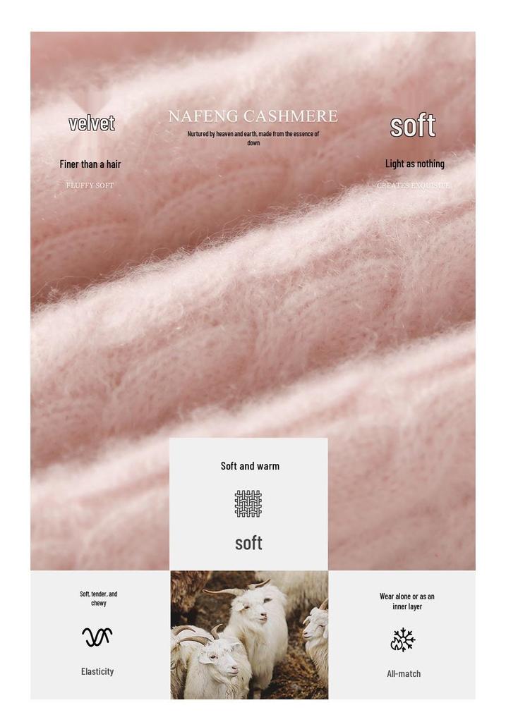 Women's 100% Pure Cashmere Cable Knit Round Neck Cardigan Sweater for Autumn and Winter