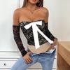Jarní a podzimní dámská kombinéza na jedno rameno s mašlí Krajka se sestřihem Clashing body