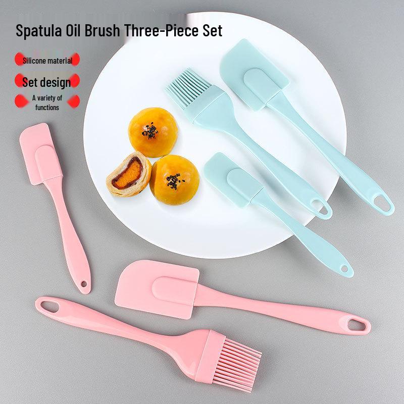 Silicone Baking Tool Set: Spatula, Oil Brush & Scraper