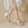 Women's High-heeled Sandals Summer New Simple and Versatile Thin-heeled Large-size Open-toed Sandals