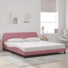 VidaXL Bed Frames with Headboard, Upholstered Bed with Slatted Base, Double Bed with Bedroom Footboard, Pink 373237