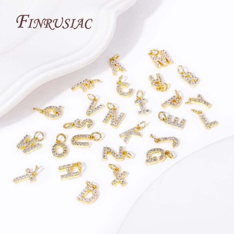 18K Gold Plated Copper A-Z Alphabet Charms For DIY Women's Necklace Jewelry Making Supplies,Fashion Inlay Zircon Letter Pendants