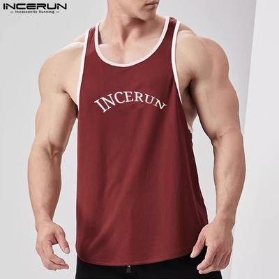 Summer Men Round Neck Sleeveless Print Casual Loose Tank Tops