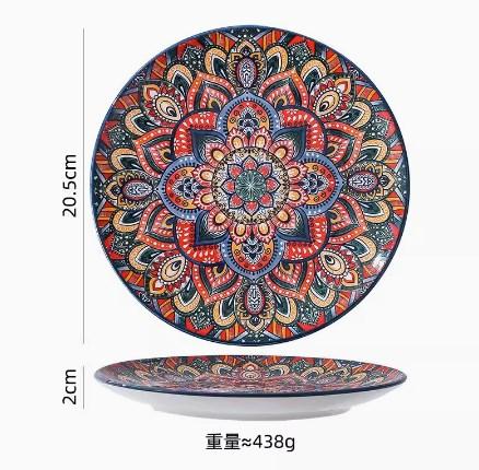 Nuovo Stile Boemo Ceramica Piatti per la Casa con Manici Ciotole Piatti e Set di Piatti per la Casa
