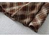 Women's High Waist Slimming A-line Brown Plaid Midi Skirt - 2025 Autumn/Winter Collection