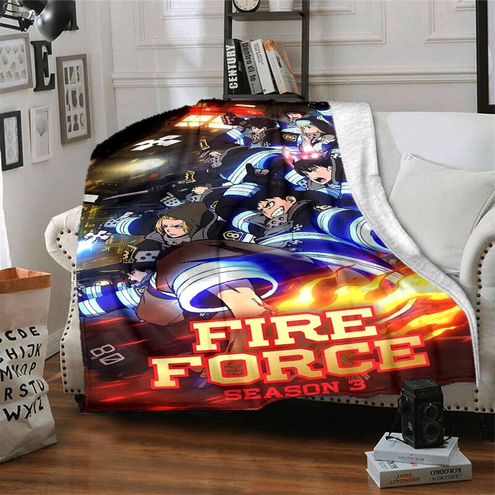 Fire Force Print Flannel Blanket High Quality Warm Comfortable Cover for All Seasons Perfect for Gifts Home Decor