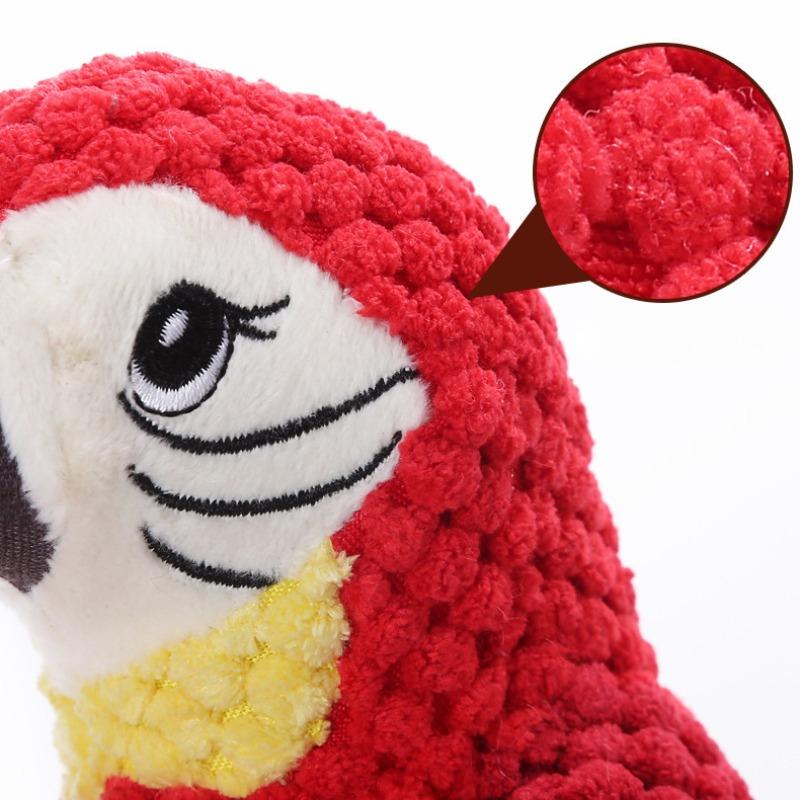 Piszcząca zabawka do żucia dla psa Pluszowa papuga Zabawka dla psa Odporna na ugryzienia Zabawka do żucia do czyszczenia zębów Zabawka dźwiękowa dla psa Szczeniak Artykuły dla zwierząt