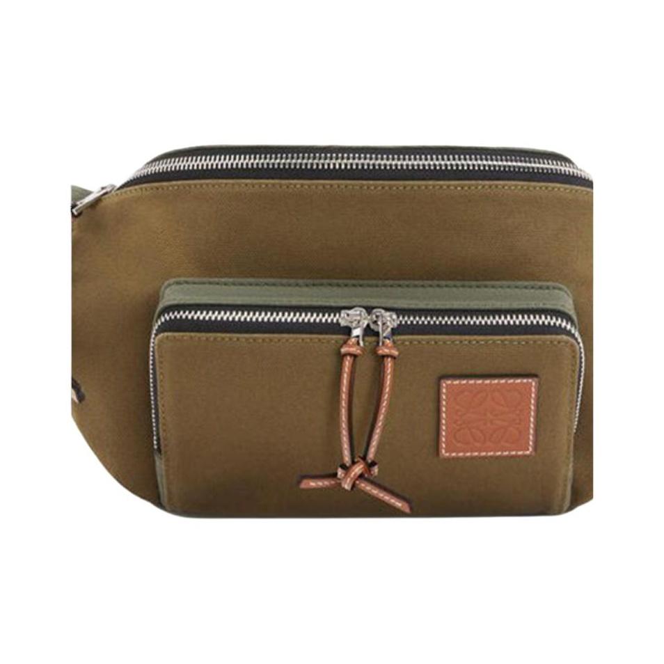 Loewe Logo Zip Canvas Waist Bag Men bags Khaki-Green B687C60X11-4160