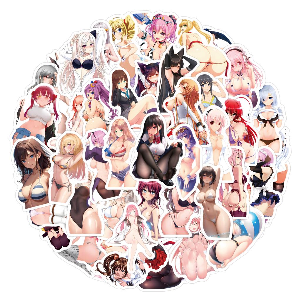 50/340 Anime Sexy Girl Graffiti Stickers Decorative Skateboard Guitar Personality Stickers