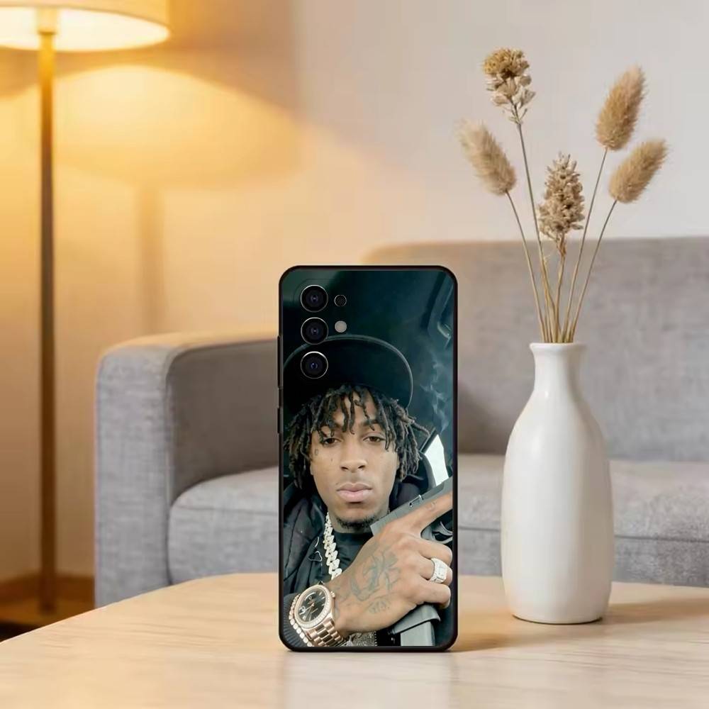Schwarze, weiche Silikon-Handyhülle mit dem amerikanischen Rapper YB für Samsung S25, S24, S21, S22, S23, S30, Ultra, S20, Plus, Fe, Lite
