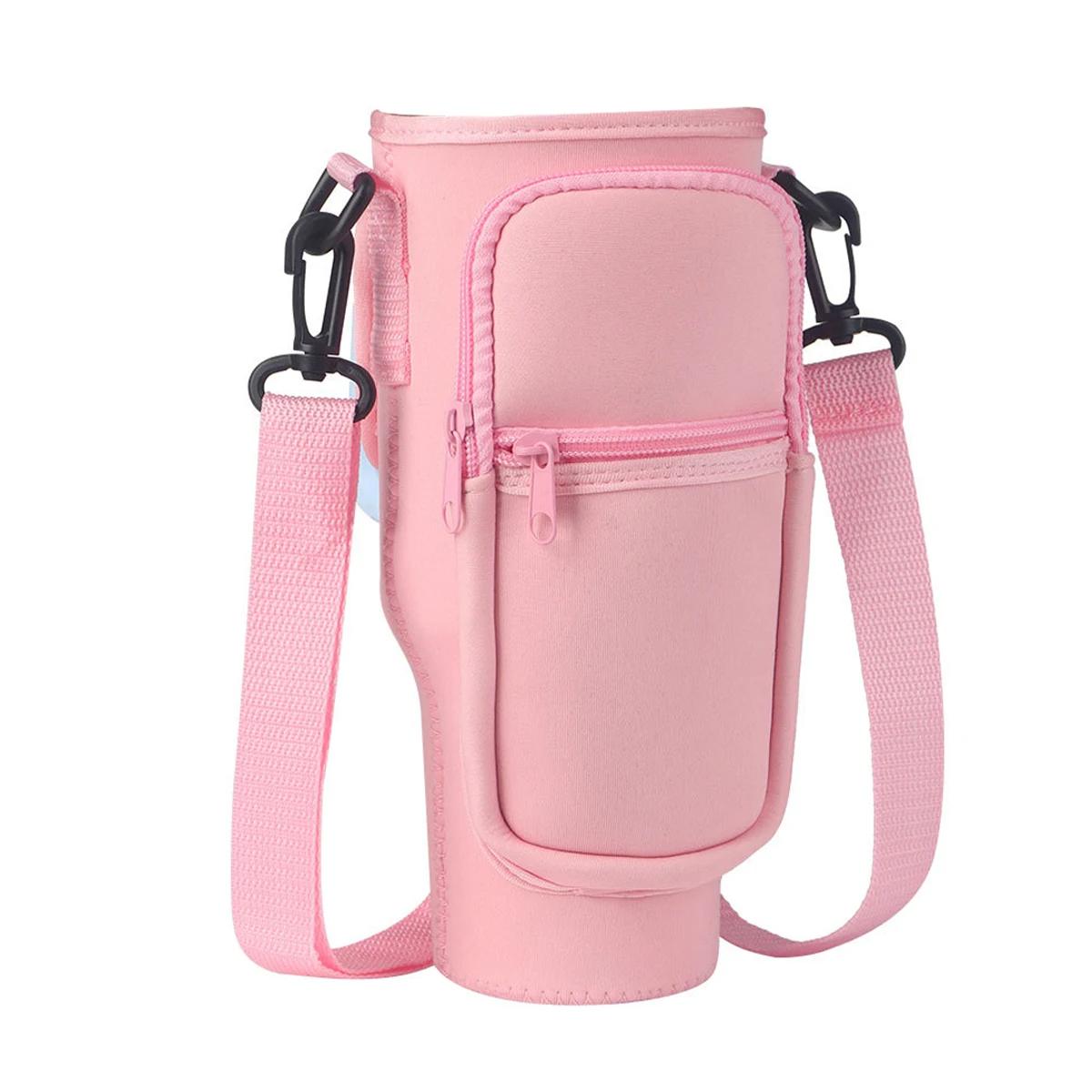 

Сумка для переноски бутылок с водой Leeseph с регулируемым плечевым ремнем, для стакана 40 унций с ручкой для бутылок с водой, лучший подарок розовый