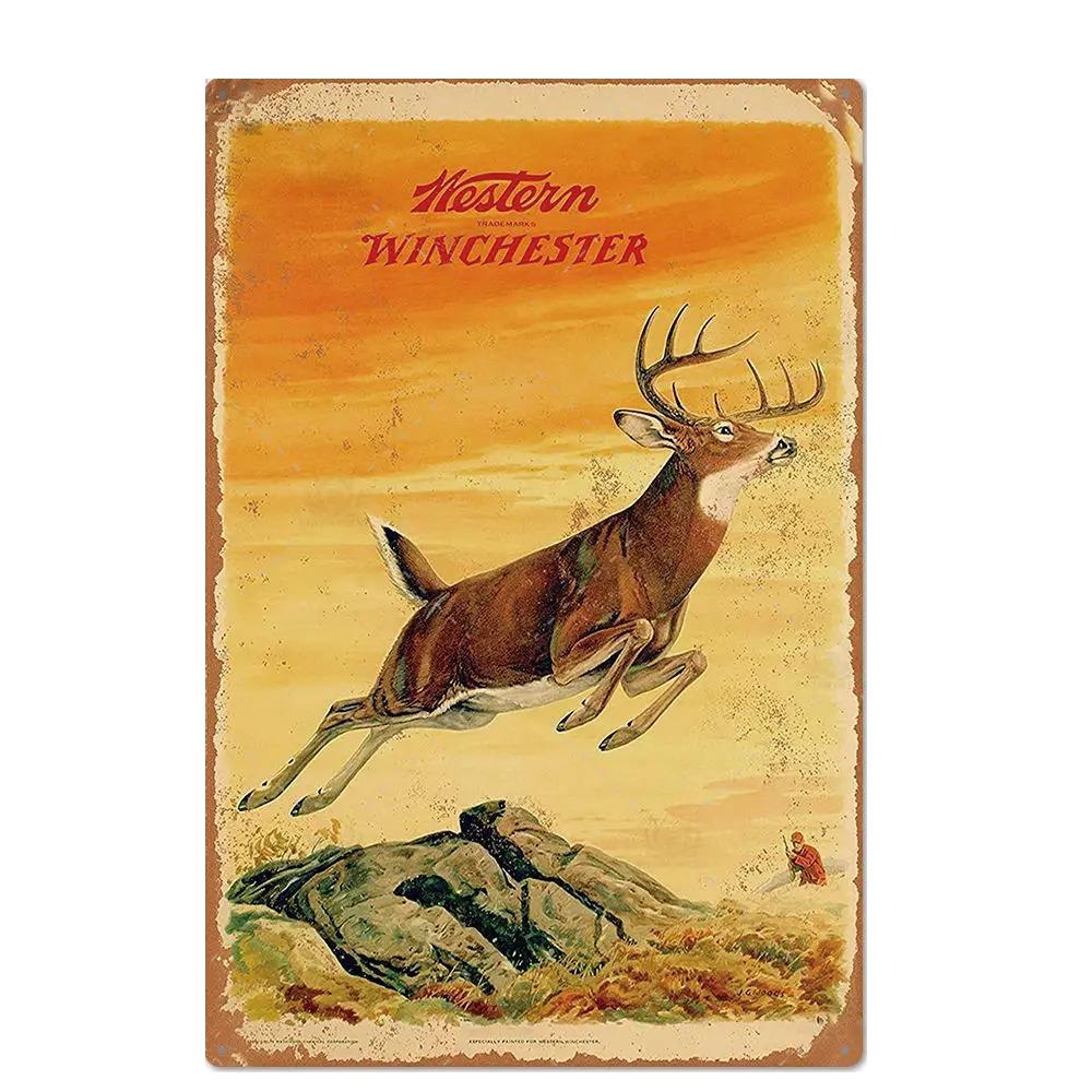 Vintage Hunting Plaque Metal Posters Signs Wall Decor for Man Cave Room Decorative Metal Plate Hunter