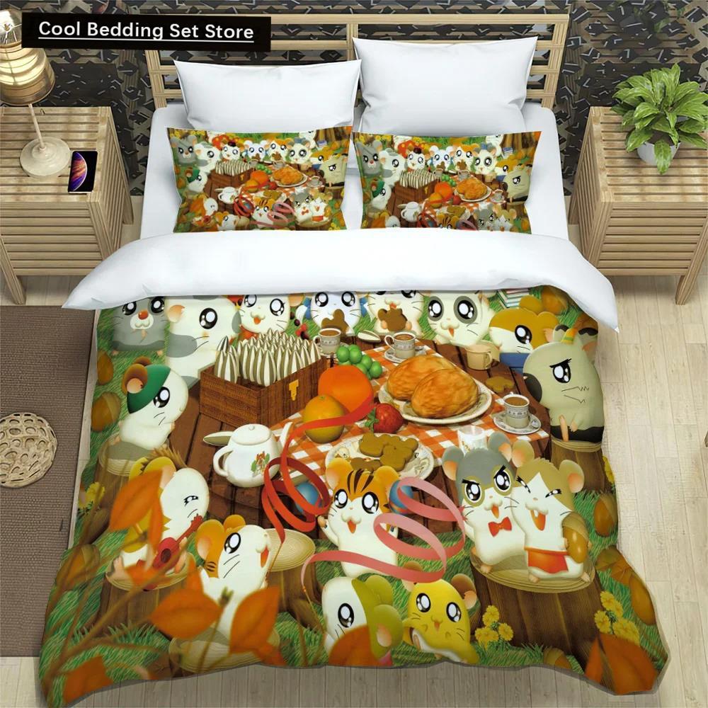3D Printing Cartoon Lovely Hamtaro Bedding Set Duvet Cover Pillow Set Birthday Gift Children Quilt Cover Bedding Home Textiles