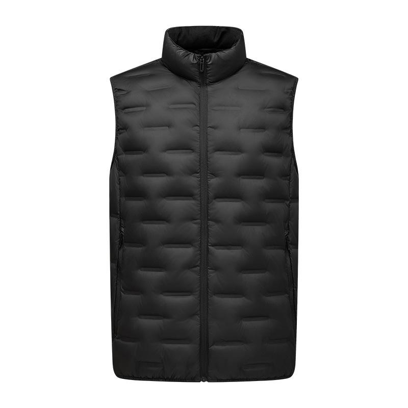 Leichte Daunenweste für Herren - Herbst/Winter Stehkragen Gilet mit Innenlage aus weißer Entendaune. Kurze, ärmellose Jacke.