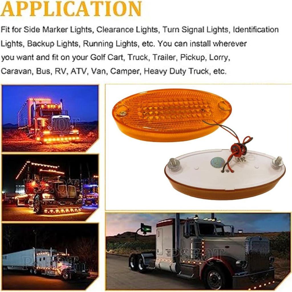 APSMOTIV 2PCS LED Marker Lights Trailer 12V Waterproof Trailer Amber Side Marker Clearance Lights for Trailers Lights Semi Trucks...