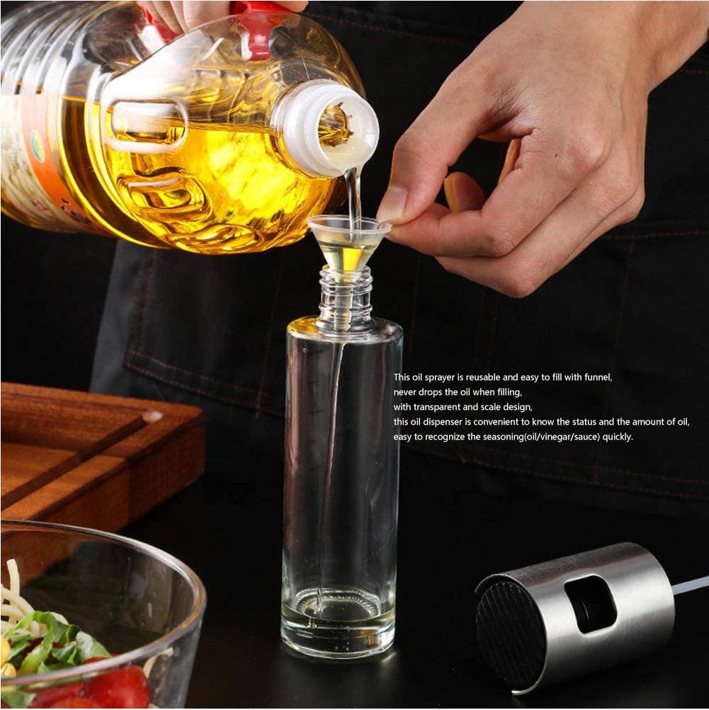 304 Stainless Steel Glass Oil Spray Bottle - Press Type for Barbecue and Cooking