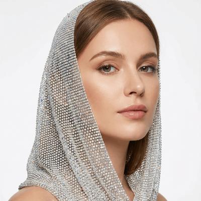Shiny Rhinestone Rhinestone Mesh Hood Sheer Mesh Beach Hat Gothic Hat  Women Headwear Accessories