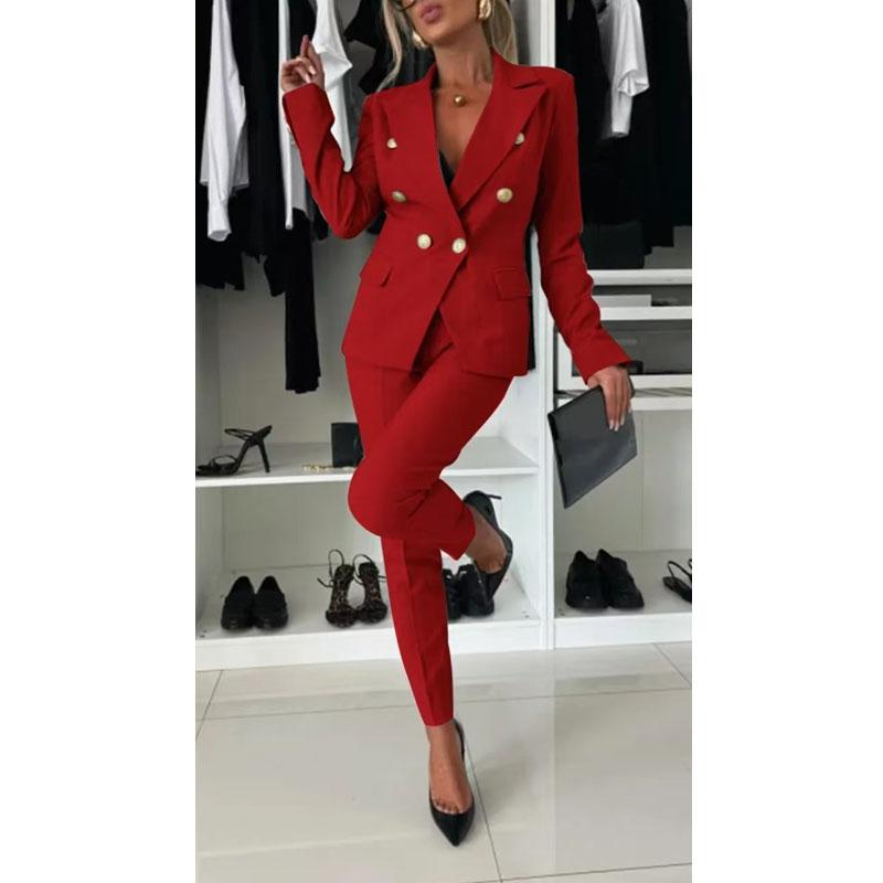 Women's Business Blazer Pant Suit Dressy Blazer Jackets High Waisted Pants Set Two-Piece Formal Outfit for Work Office