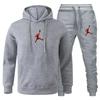 Splatter-hoop Men Hoodie & Jogger Set, Mottled Jumping Athlete Figure and Matching Pant Graphic Print, Cozy Fleece Outfit for Street Sport Outings