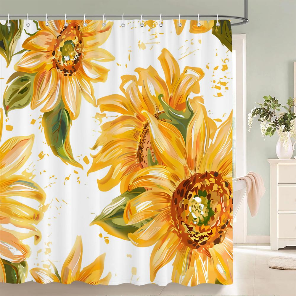 Colorful Beautiful Fresh Flowers Shower Curtain Bathroom Waterproof Polyester Butterfly 3D Print Curtains for Bathroom Shower
