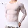 Pánský svetr s kulatým výstřihem Síťovaný top Ultra tenký Průhledný O Dlouhé rukávy Jednobarevný Slim Fit Rukáv Tričko Barva Pružný Párty Domácí oblečení Tanec