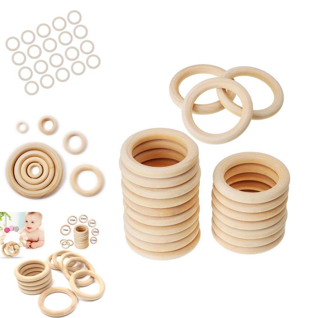 Elegant Baby Newborn Natural Round Wood Teething Rings Perfect For Diy Gifts