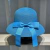French Hepburn bow ribbon sun hat women's straw hat beach hat women's big brim hat sun hat beach fedora vacation travel sun hat