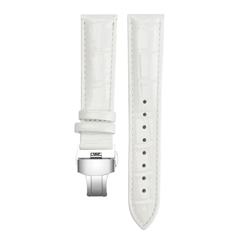 

Ремешок для часов из натуральной кожи, браслеты 12 мм, 14 мм, 16 мм, 18 мм, 20 мм, красный, черный, белый, фиолетовый, ремешок для часов с пряжкой-бабочкой, блестящий ремешок для запястья 14mm