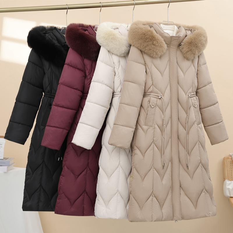 Fashion Winter Woman Coats Hooded Faux Fur Collar Thick Warm Plus Size Long Parkas Loose Women's Jackets