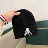 New Funny Knitted Hat Women's Korean Style Embroidered Wool Hat Autumn and Winter Warm and Anti-Cold Hat Pullover Hat Men's Trendy
