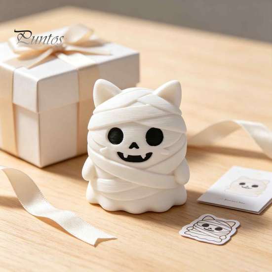 Gift for Cat Lovers 3D Printed Mummy Figurine, Cute Bandaged Kitten Statue Halloween Tabletop Small Animal Decoration, Compact Sculpture with