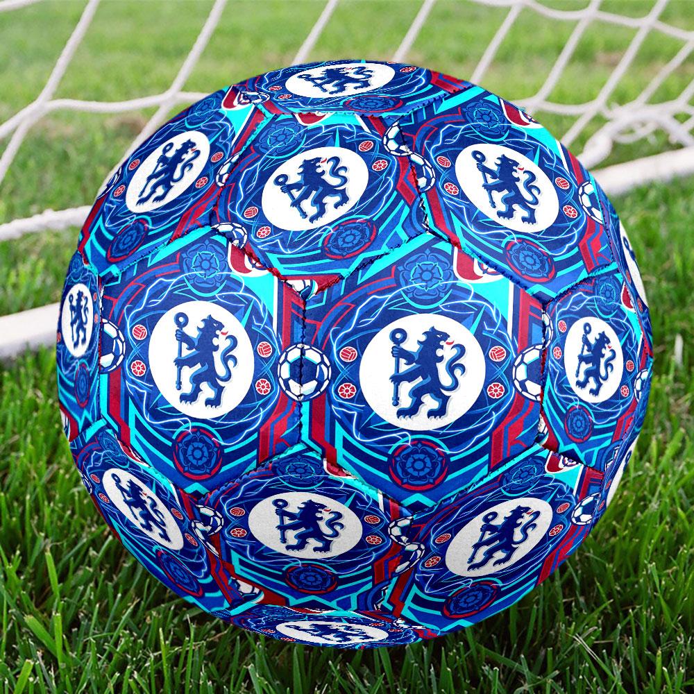 Chelsea Football Club Print Size 5 Soccer Ball, Standard Match Football for Sports Game and Team Practice, Ideal Gift for Soccer Fans