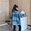 Women's Retro Washed Loose Denim Jacket: Autumn Mid-Length Trendy Design