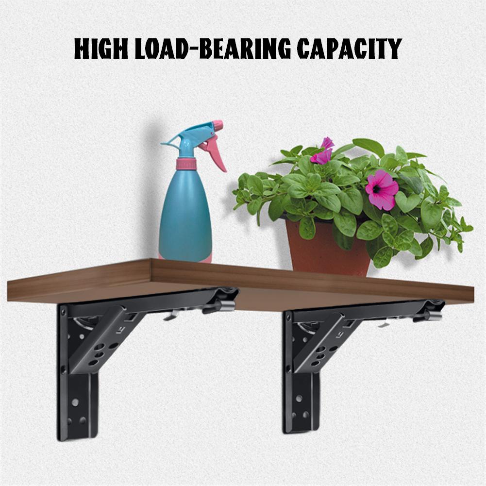 8/10/12/14Inch Triangle Folding Angle Bracket Adjustable Wall Mounted Shelf Brackets Heavy Duty Metal Collapsible Shelf Bracket