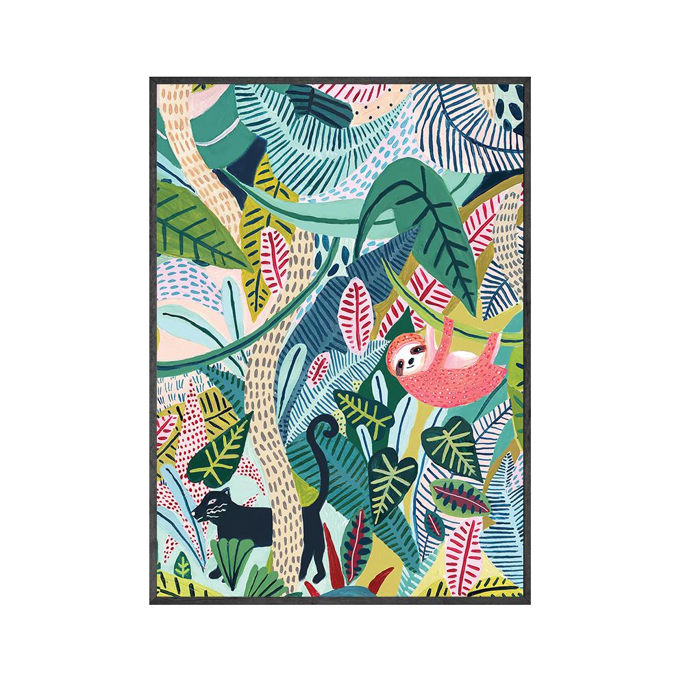 

Постер Boho Jungle Sloth & Leopard Sloth Print Illustration SafariBotanical Print Nursery Living Room Nordic Wall Decor Picture 21x30cm No Framed