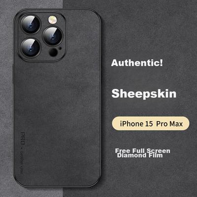 IPhone 15 Pro Max Case, Apple 15 Pro Max Protective Cover, Shockproof Lens Full Protection IPhone Luxury Leather Casen, Black Outer