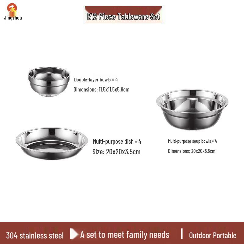 Jingzhou 304 Stainless Steel Camping Tableware Set