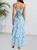 Women's Floral Maxi Dress Spaghetti Strap Ruffle Tiered Sleeveless Summer Dress