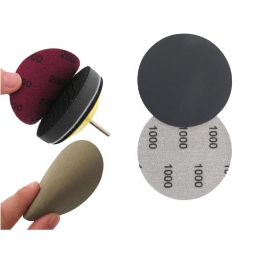Set of 30 Round Waterproof Sandpapers (5 sheets each of #800, #1000, #1200, #1500, #2000, and #2500) with Velcro Closure for Polishing Metal, Painted,