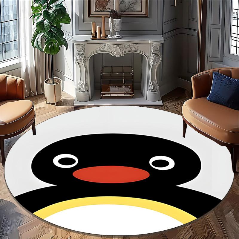 1pc Pingu1 Carpet, Round Rug, Comfortable, Suitable for Entryways, Living Rooms, Office, And Bedrooms, Christmas Decoration