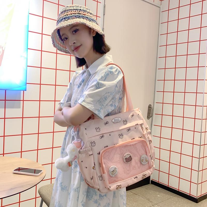 Прозрачная большая вместительная сумка-тоут женская сумка через плечо с мультяшным — фото 15