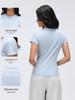 Damen Sommer Sport Kurzarm Schweißableitendes Crop Top - Schlankmachendes Yoga Fitness T-Shirt