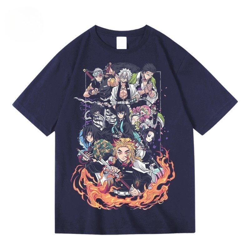 Demon Slayer Hashira Japanese Cartoon Print T Shirt Men Women O Neck Cotton Short Sleeve Teenager Tops