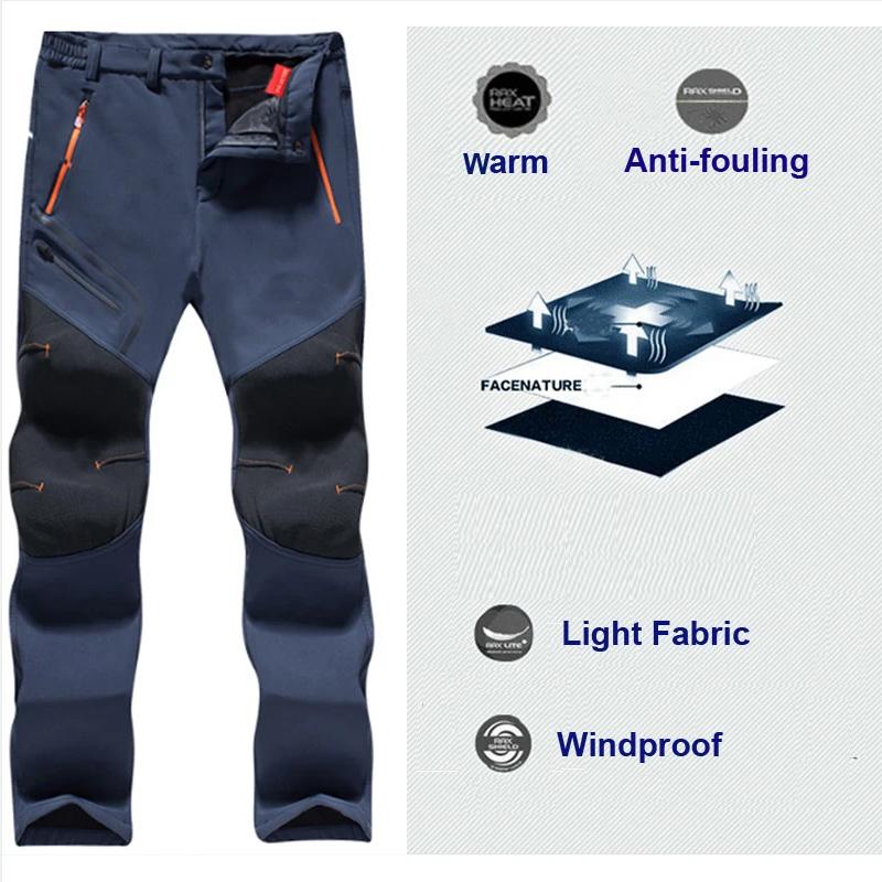 Men  Fleece Outdoor  Warm Pants Softshell  Winter  Climbing Hiking Sport Training Trousers