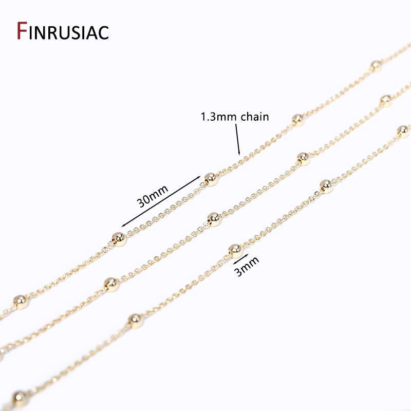 

High Quality Beads Chain DIY Necklace Bracelet Accessories,3mm 14K Gold Plated Brass Ball Chains For Jewelry Making Supplies Length 1 meter