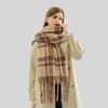 Autumn and winter new mohair plaid scarf women's thickened high-end imitation cashmere scarf atmosphere warm scarf