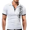 Elegant Men's Fashion Lapel Short Sleeve Blouse Casual Letters Print T-shirt