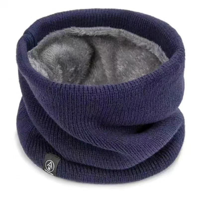 Knitted Solid Color Scarves Warm Thickened Neck Scarfs Ski Face Mask Tube Circle Scarf for Skiing Hiking Cycling