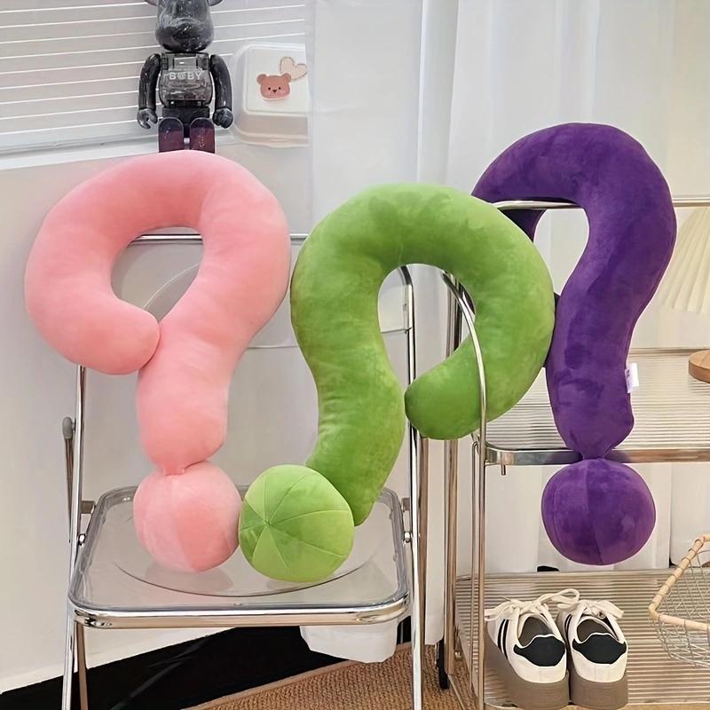 1pc Question Mark Shape Funky Pillow, Colorful Throw Pillow,Cute Twist Pillow Decoration, Neck And Back Support Throw Pillow